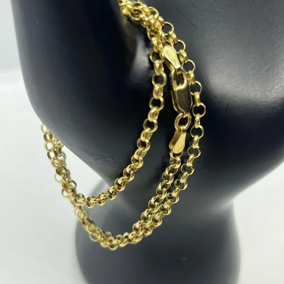 Gold over 925 sterling silver rolo link chain necklace - Picture 2 of 12